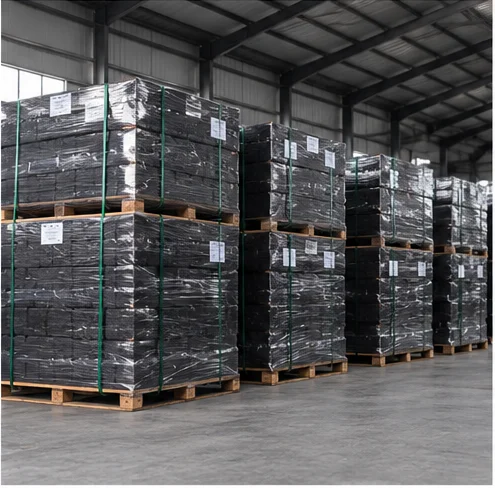 Palletized cartons in a storage warehouse